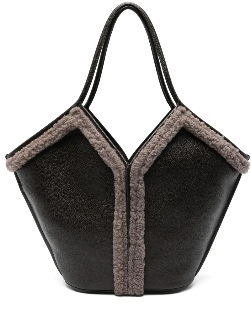 HEREU Calella Curly Tote Bag mit Shearling-Besatz - Braun Braun