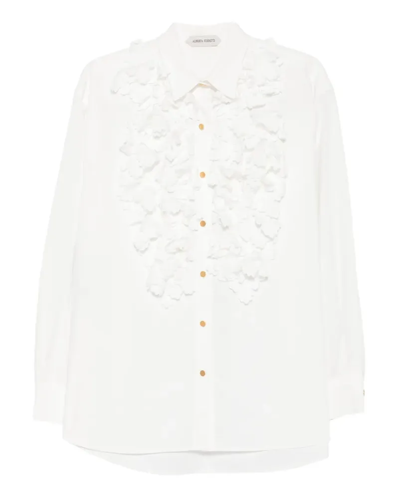 Alberta Ferretti Hemd mit Blumenapplikation - Weiß Weiß