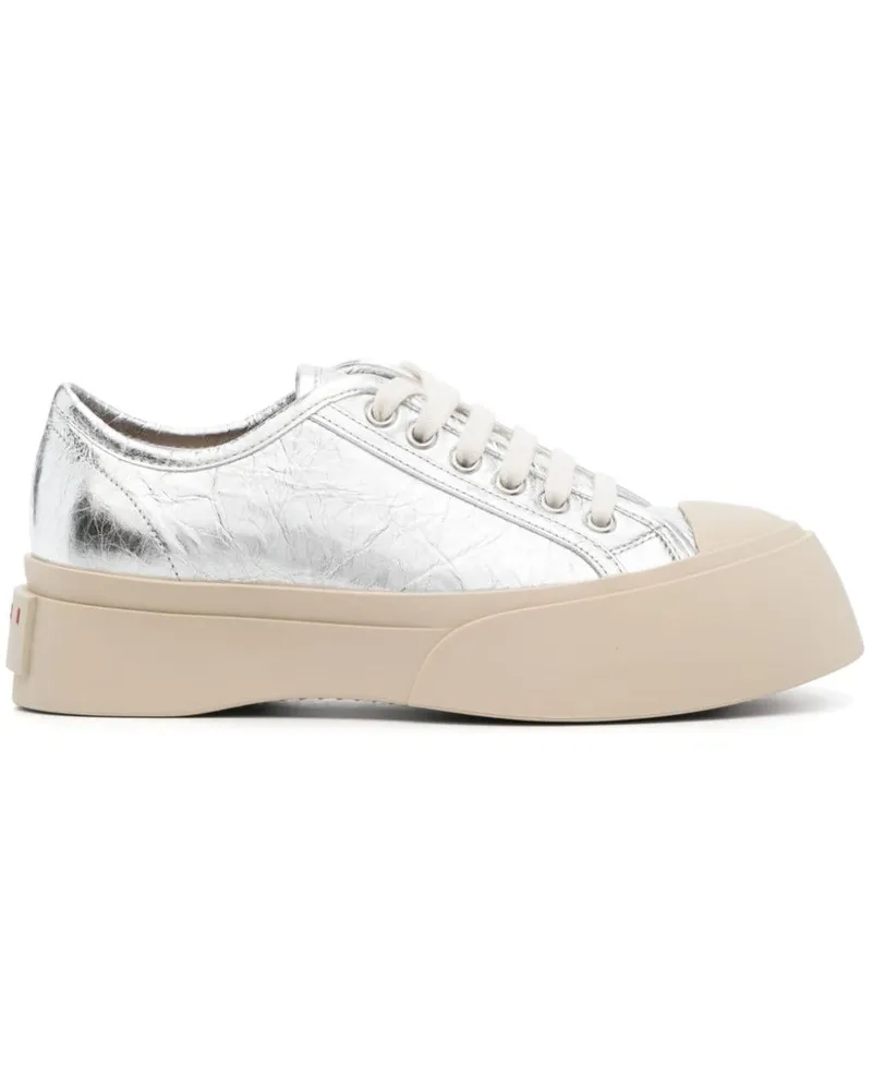 Marni Metallische Plateau-Sneakers Silber