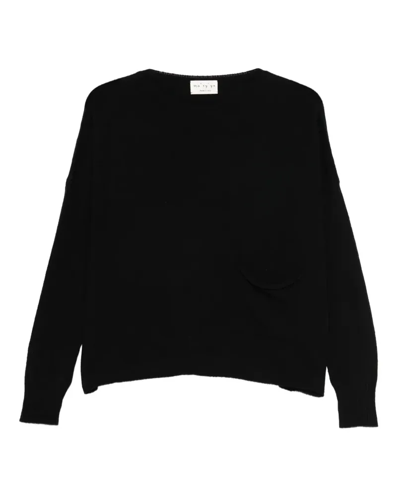 MA'RY'YA Pullover mit aufgesetzter Tasche - Schwarz Schwarz