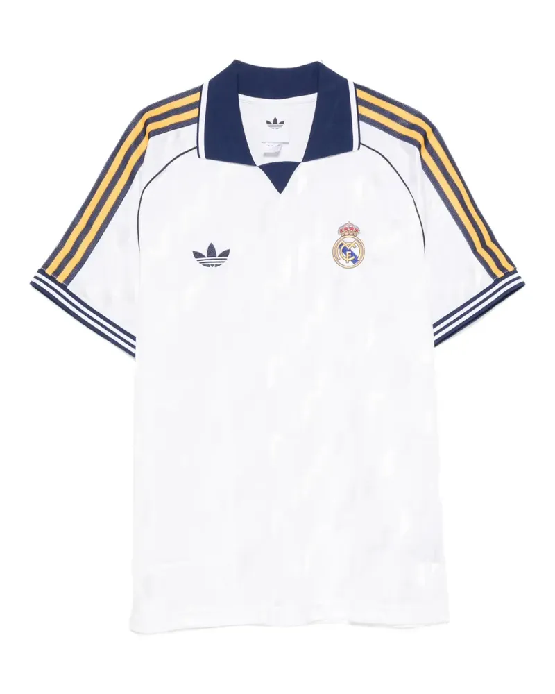 adidas Gestreiftes Real OG T-Shirt mit Logo - Weiß Weiß