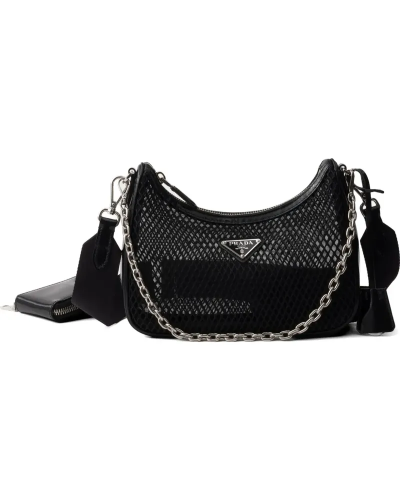 Prada Re-Edition 2005 mesh and brushed leather bag - Schwarz Schwarz