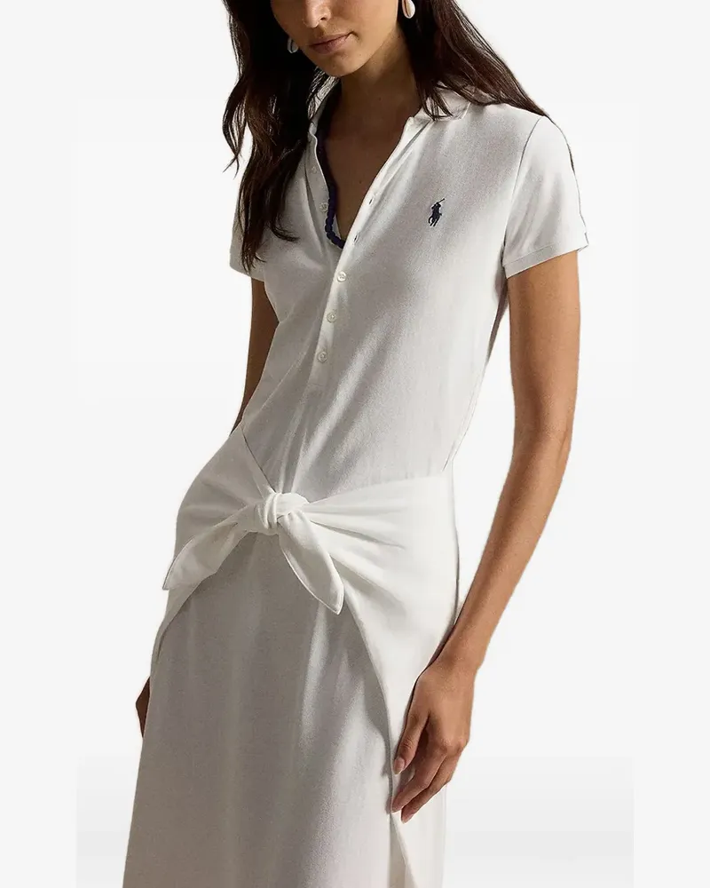 Ralph Lauren Midikleid mit Bindegürtel - Weiß Weiß