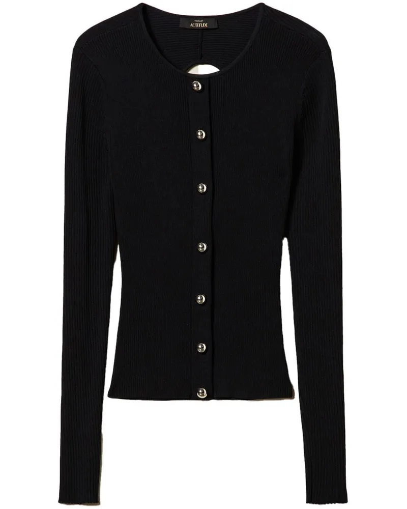 Twin-Set Gerippter Cardigan - Schwarz Schwarz