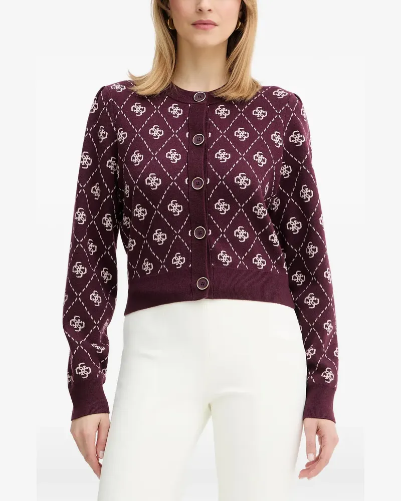 Guess logo-print monogram-pattern cardigan - Violett Violett