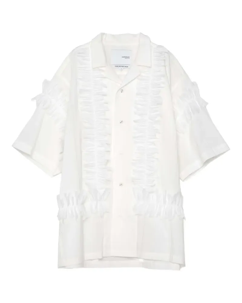 Yoshio Kubo ruffle-trimmed short-sleeve shirt - Weiß Weiß
