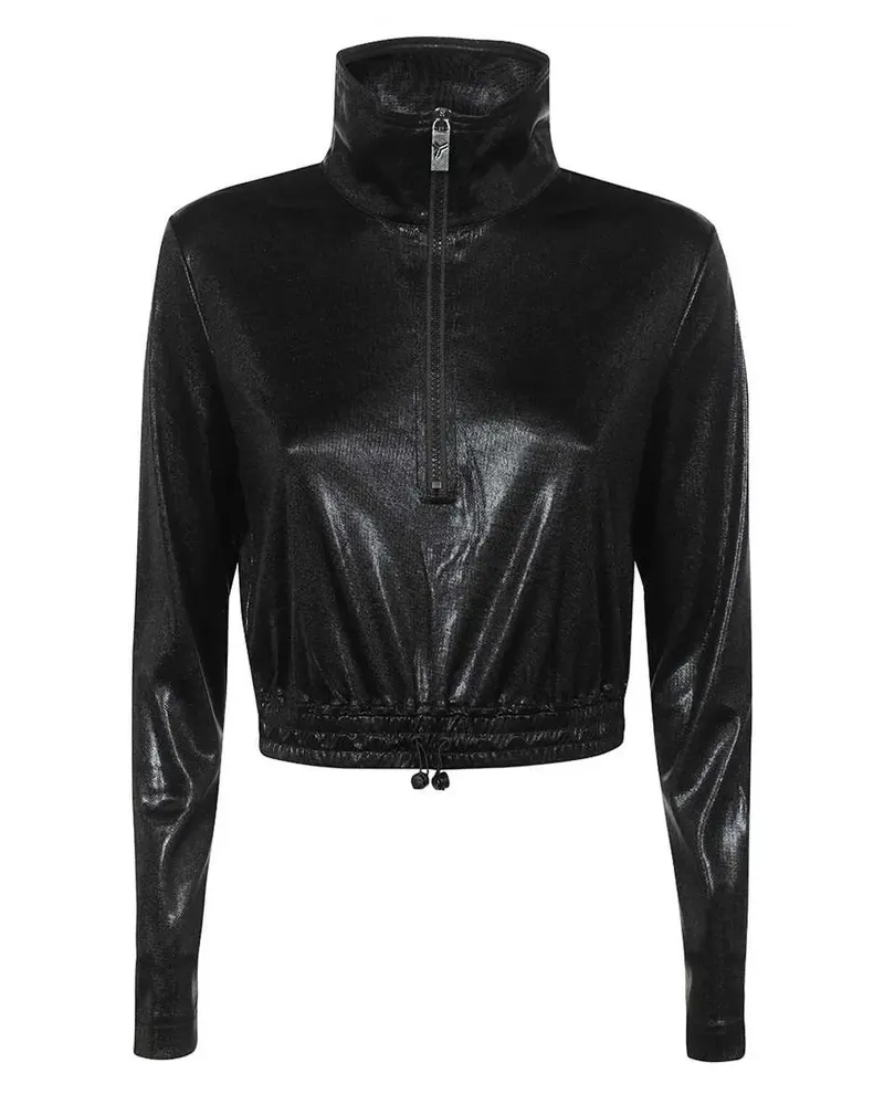 John Richmond Sweatshirt mit kurzem Reißverschluss - Schwarz Schwarz