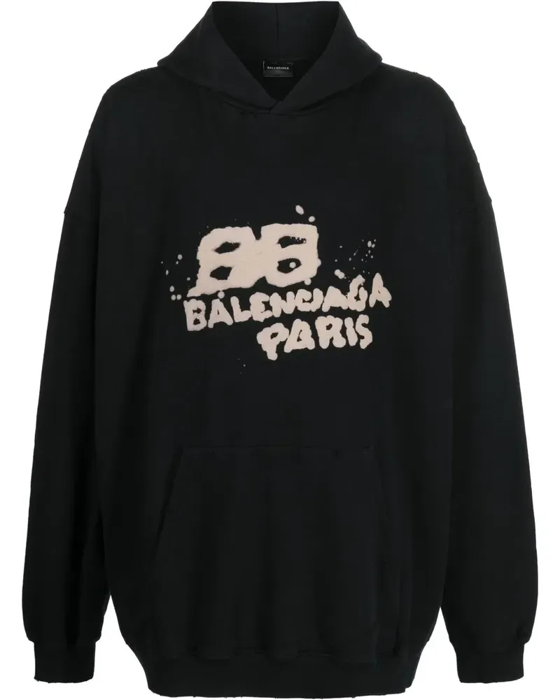 Balenciaga Hoodie mit Graffiti-Logo - Schwarz Schwarz