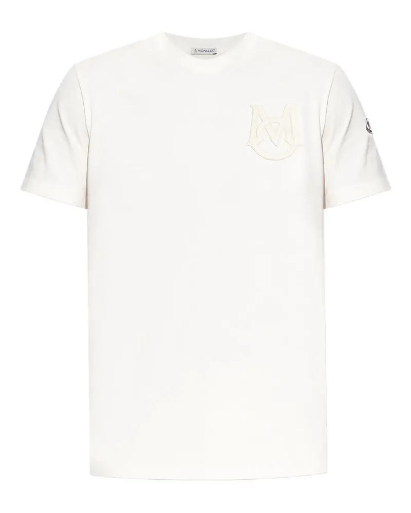 Moncler T-Shirt mit Logo-Patch - Weiß Weiß