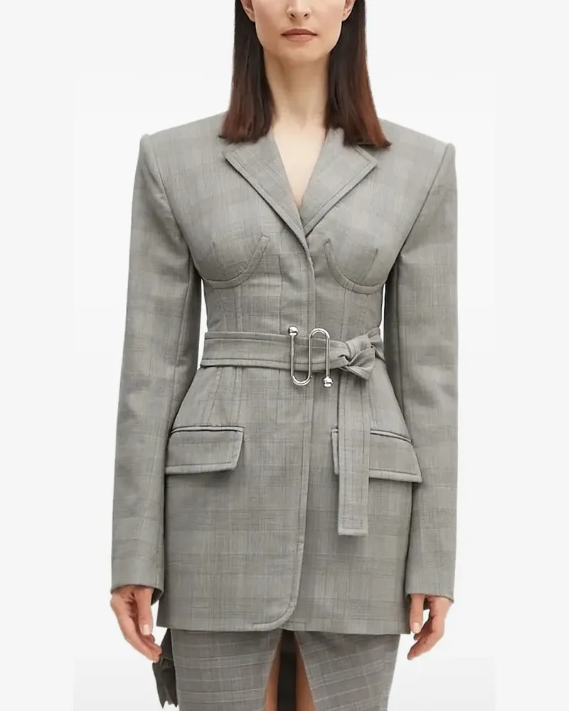 SPORTMAX Karierte Jacke mit Gürtel - Grau Grau