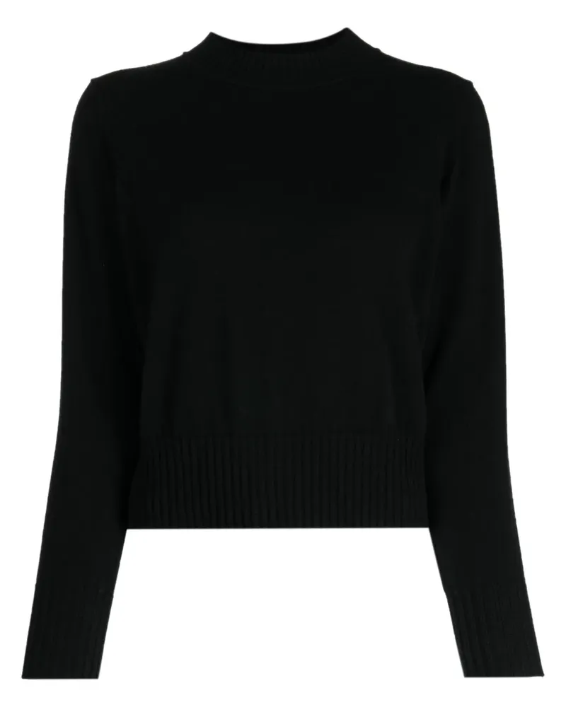 N.Peal Fein gestrickter Cropped-Kaschmirpullover - Schwarz Schwarz