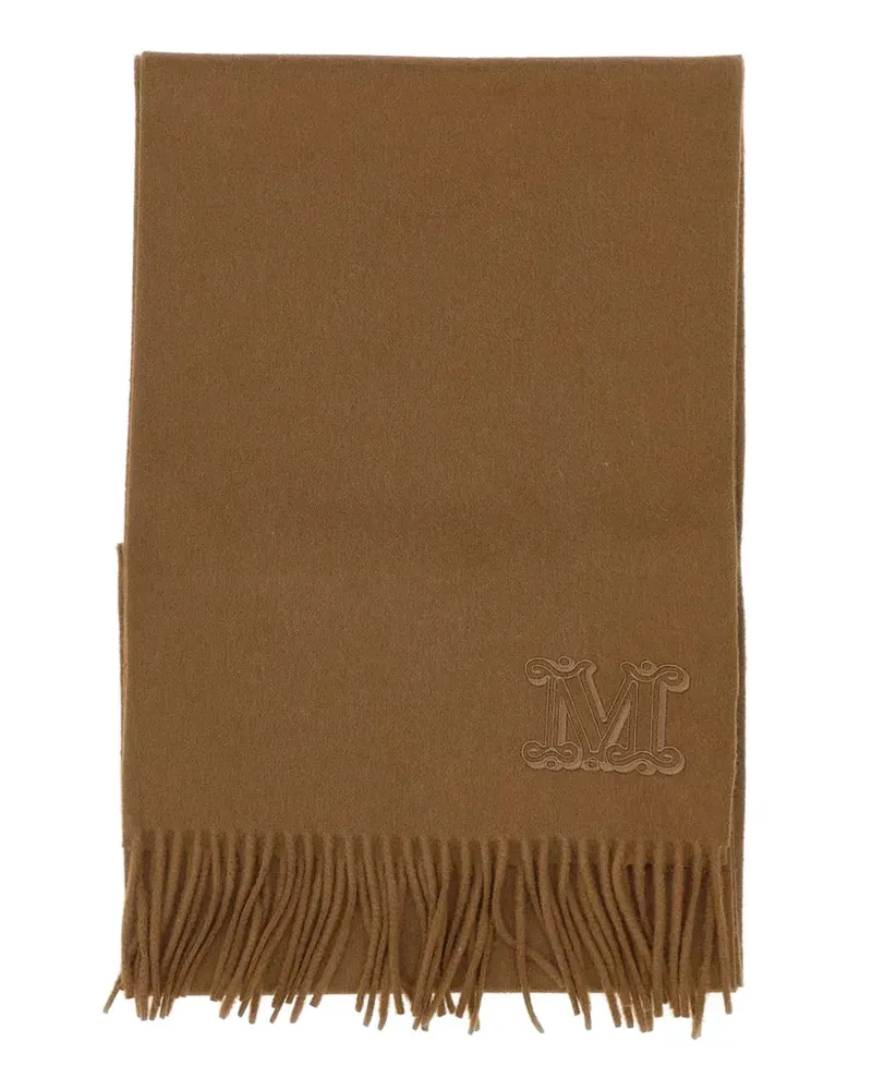 Max Mara Bestickter Schal mit Fransen - Braun Braun