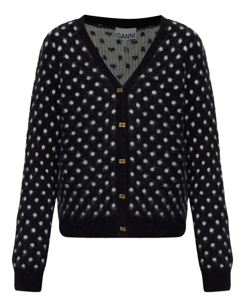 Ganni polka dot button-up cardigan - Schwarz Schwarz