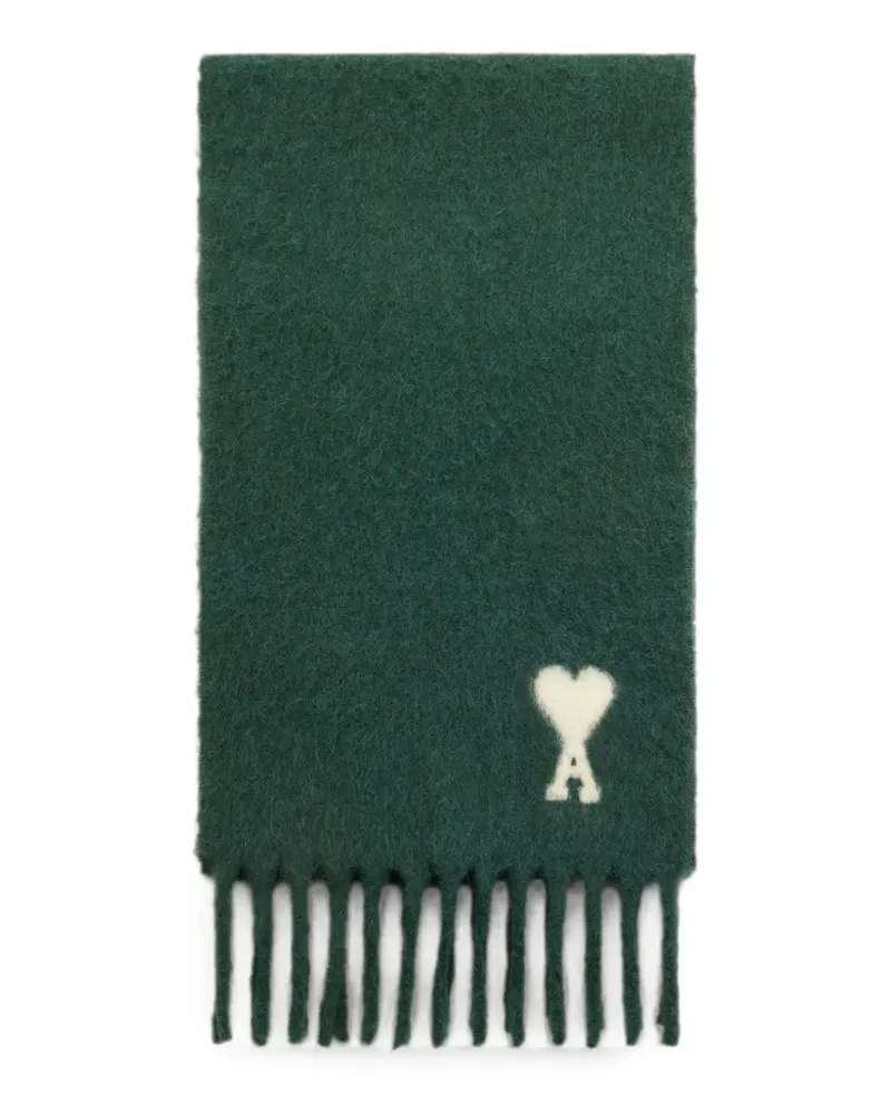 AMI Paris Schal aus Alpaka mit Ami de Coeur - Grün Grün