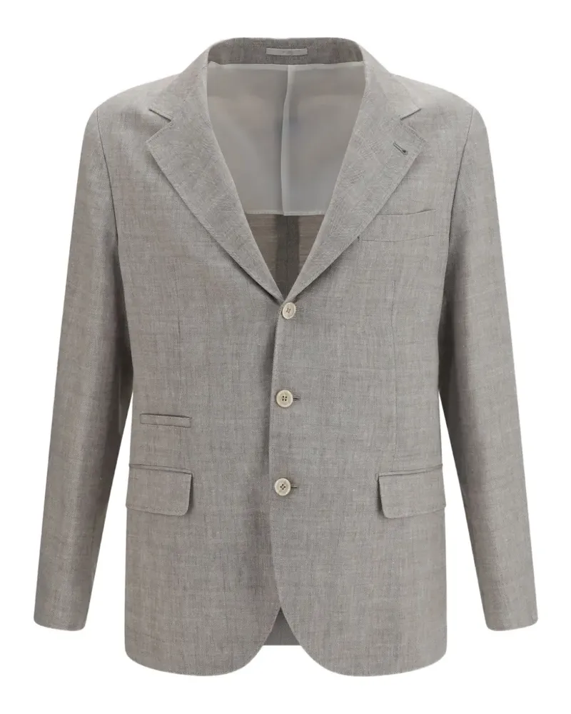 Brunello Cucinelli herringbone-pattern single-breasted jacket - Grau Grau