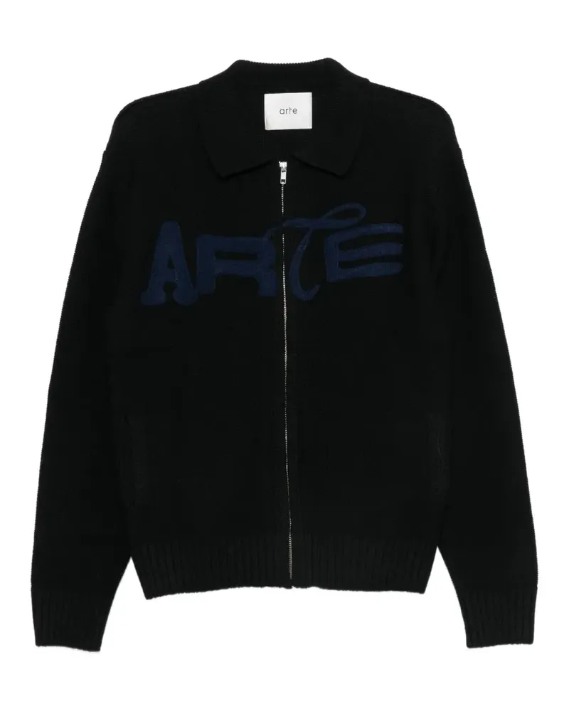 Arte Antwerp Sweatshirtjacke mit Logo-Stickerei - Schwarz Schwarz