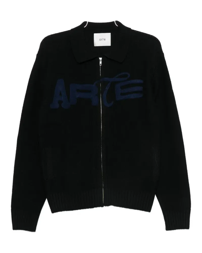 Arte Antwerp Sweatshirtjacke mit Logo-Stickerei - Schwarz Schwarz