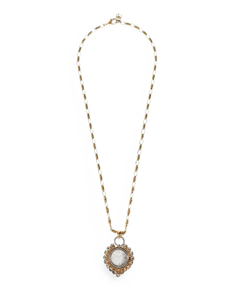 Dolce & Gabbana Kristallverzierte Halskette mit Uhrenanhänger - Gold Gold