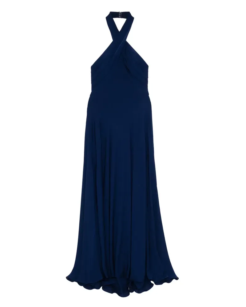 Elie Saab Langes Seidenkleid - Blau Blau