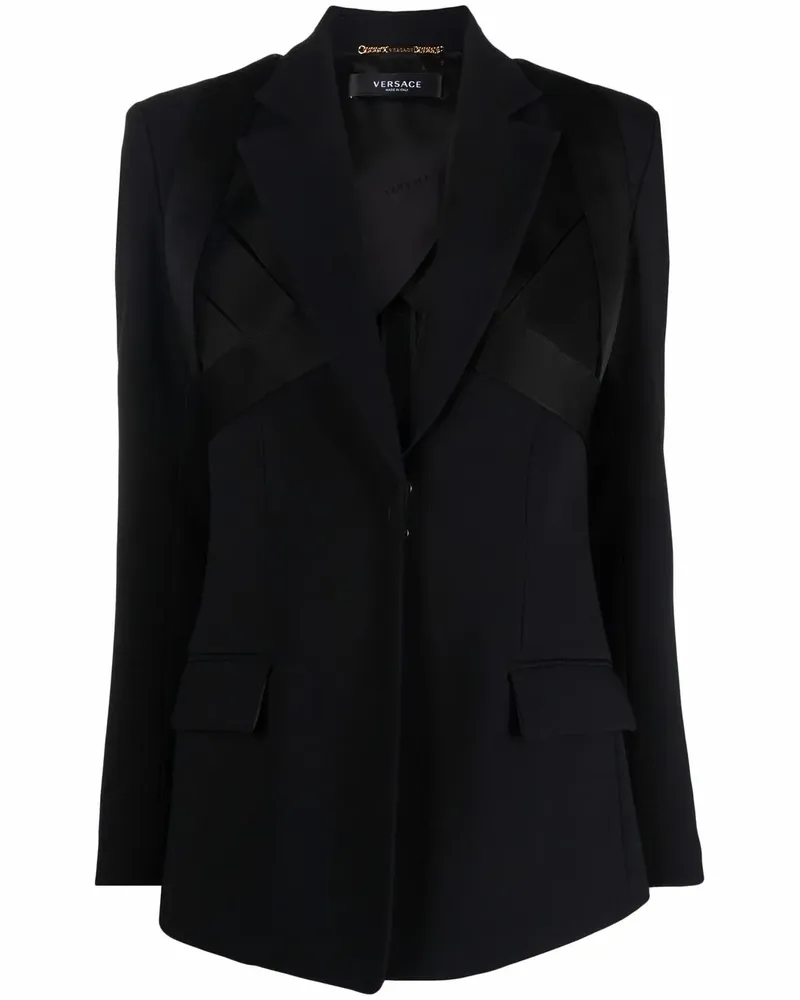Versace Klassischer Satinblazer - Schwarz Schwarz