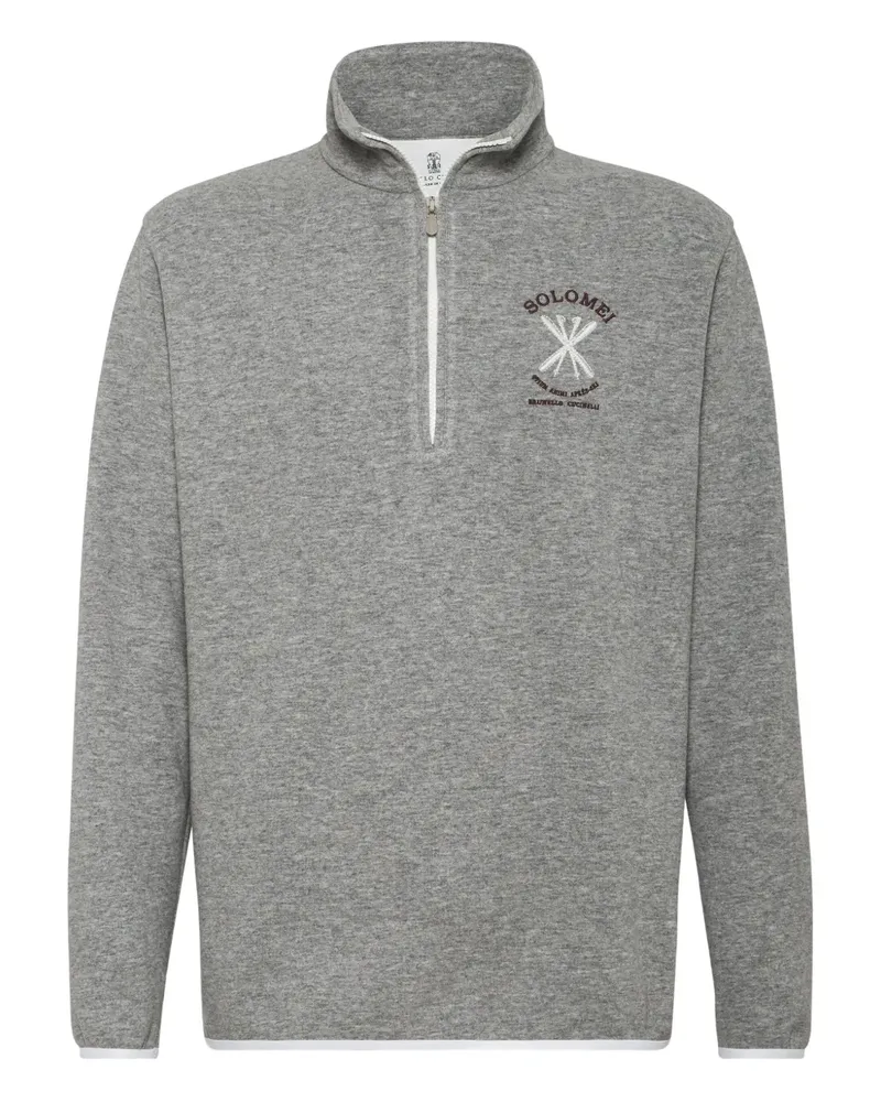 Brunello Cucinelli Besticktes Sweatshirt mit Reißverschluss - Grau Grau