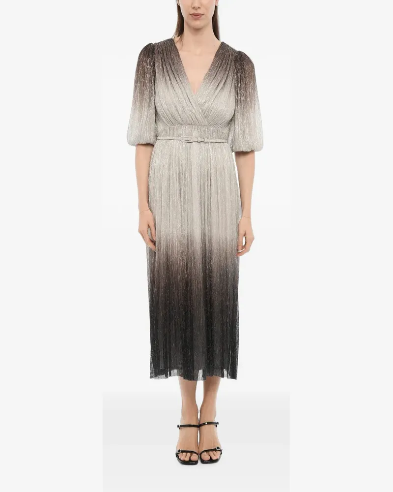 COSTARELLOS metallic-effect plissé midi dress - Nude Nude