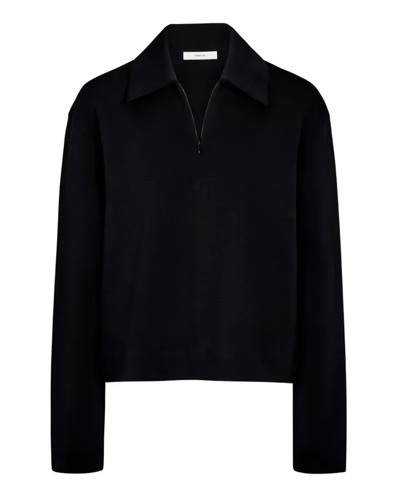 Vince Reißverschluss-Poloshirt mit Kragen - Schwarz Schwarz
