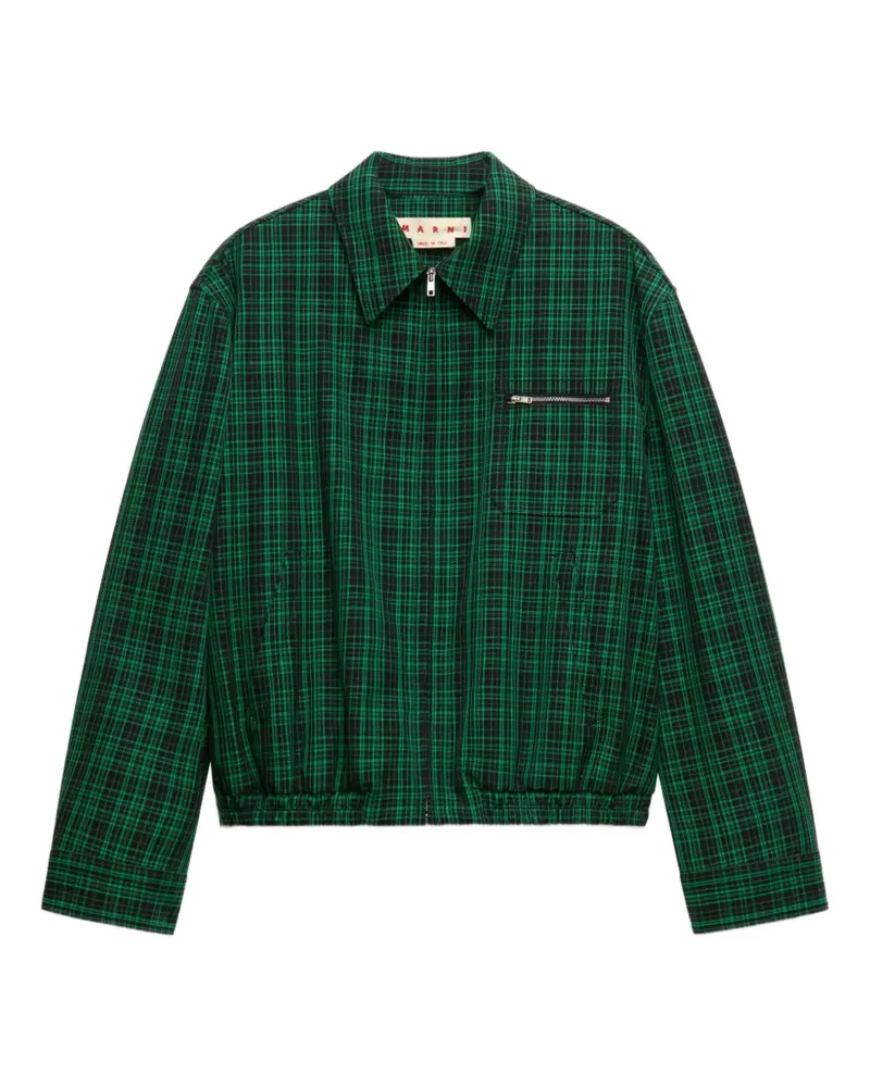 Marni Jacke aus karierter Wolle und Gabardine - Grün Grün