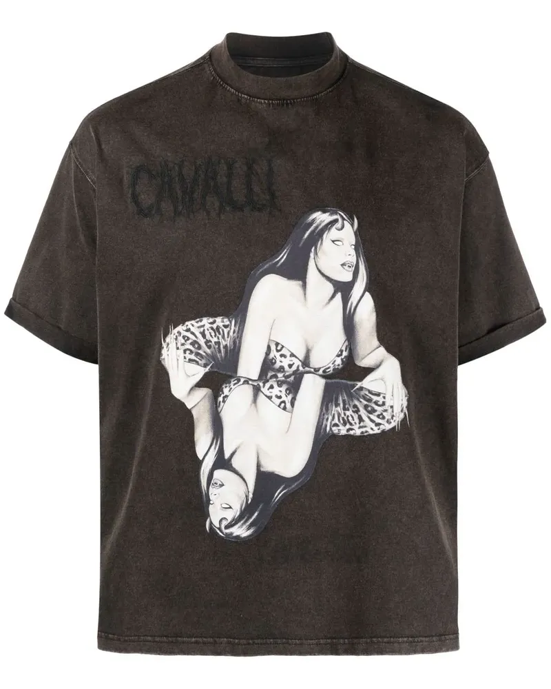 Roberto Cavalli T-Shirt mit grafischem Print - Grau Grau