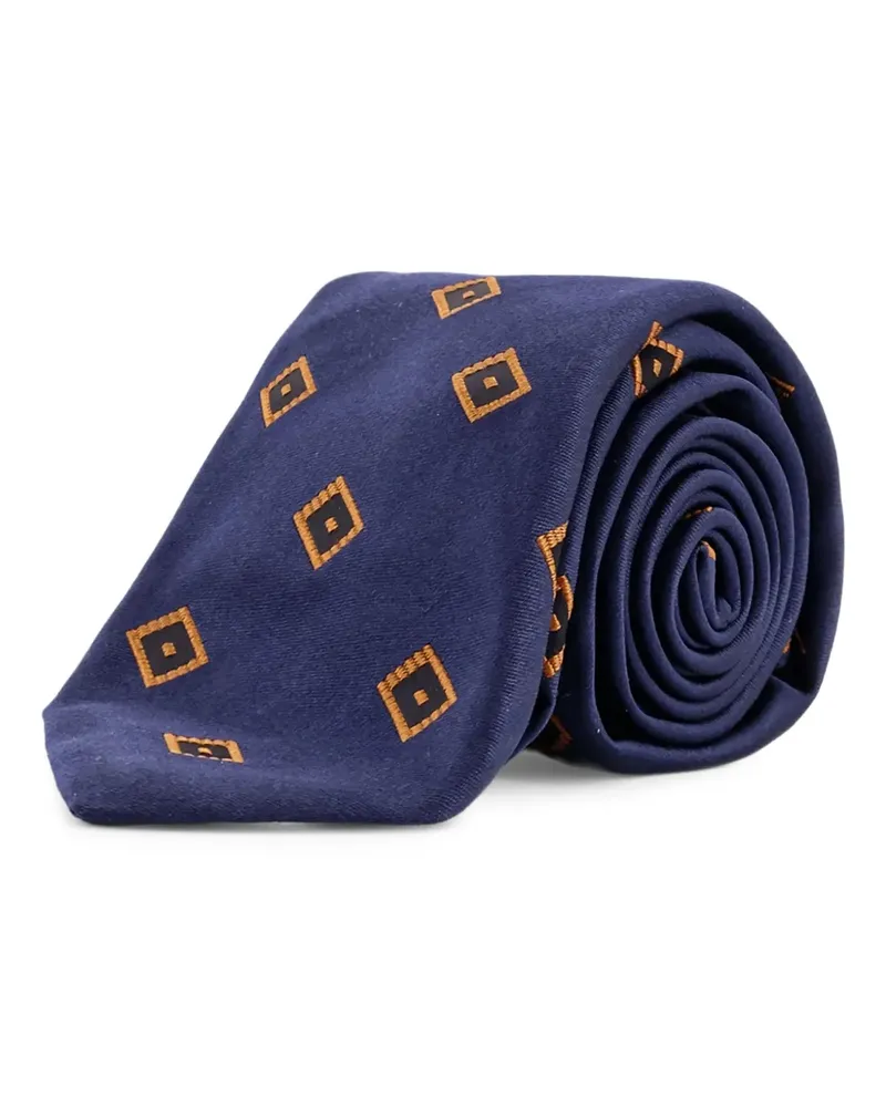 Kiton diamond-pattern tie - Blau Blau