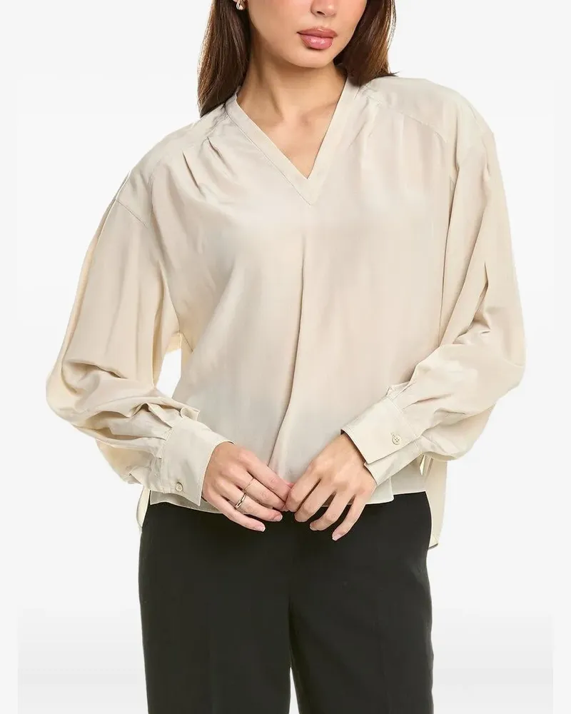 Brunello Cucinelli Seidenbluse mit Monoli-Detail - Nude Nude