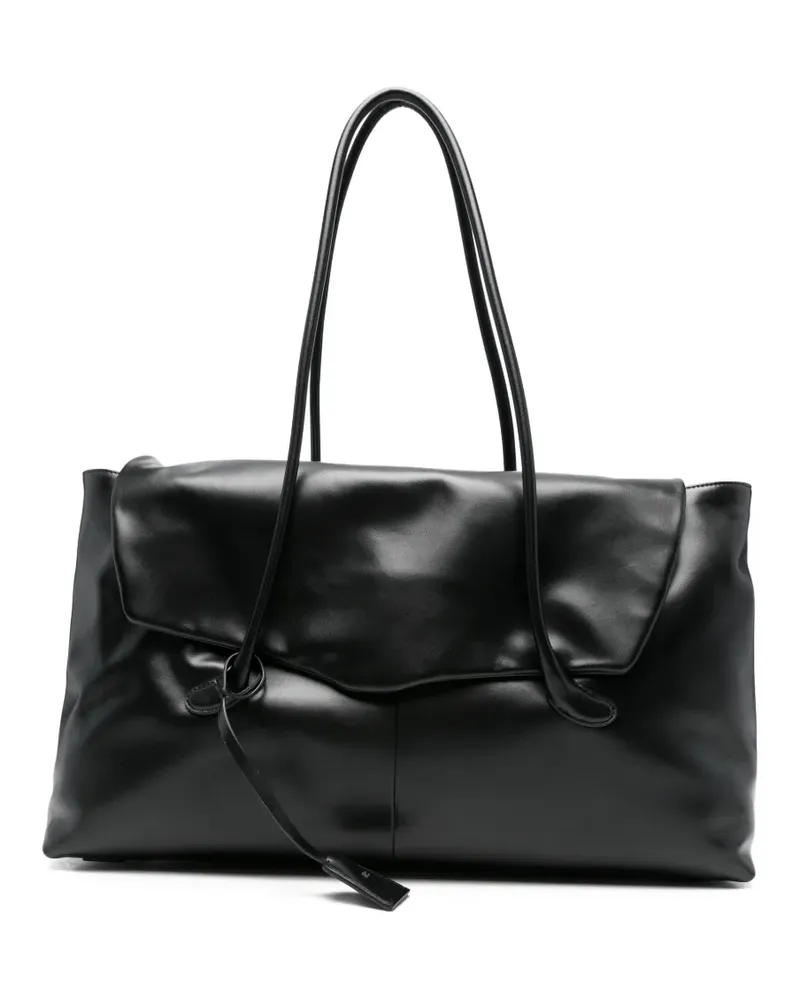 LOW CLASSIC Haricot flap shoulder bag - Schwarz Schwarz