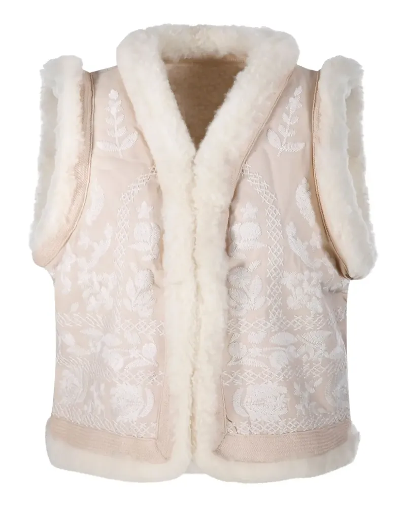 Antik Batik embroidered shearling gilet - Nude Nude