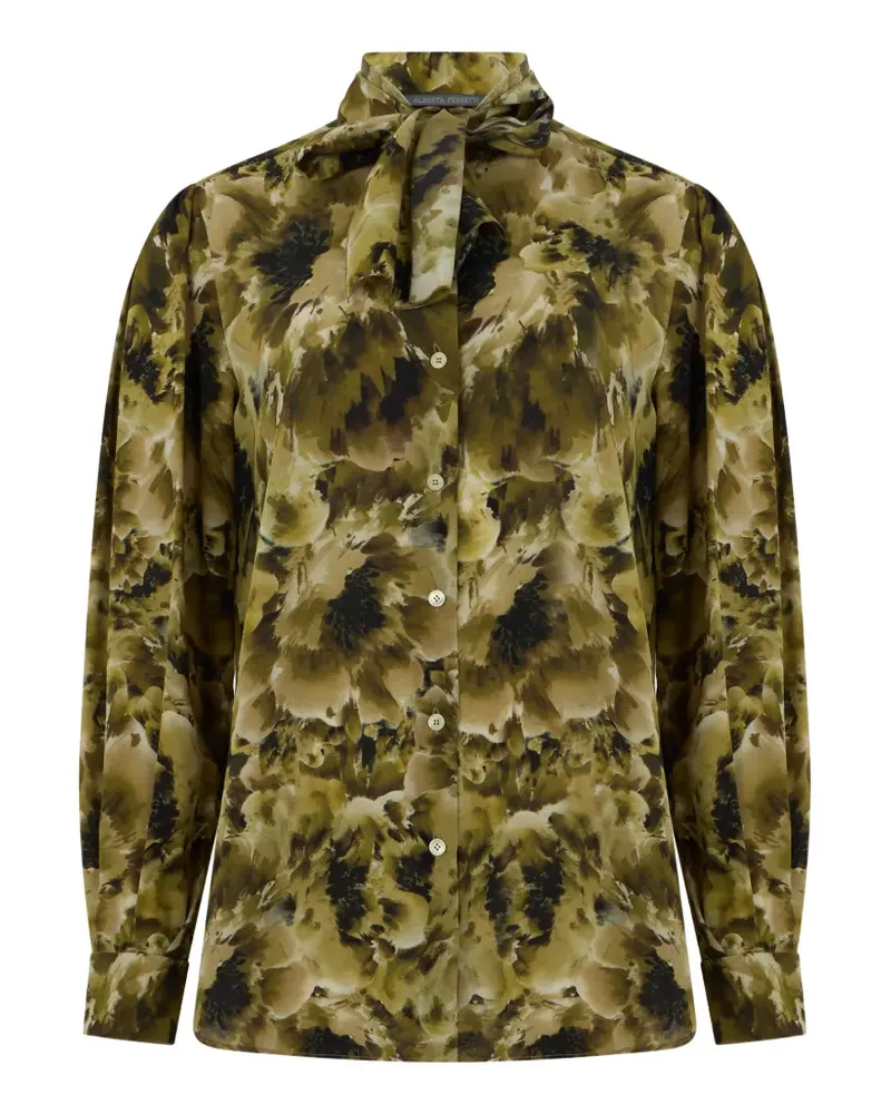 Alberta Ferretti Seidenhemd mit abstraktem Print - Grün Grün