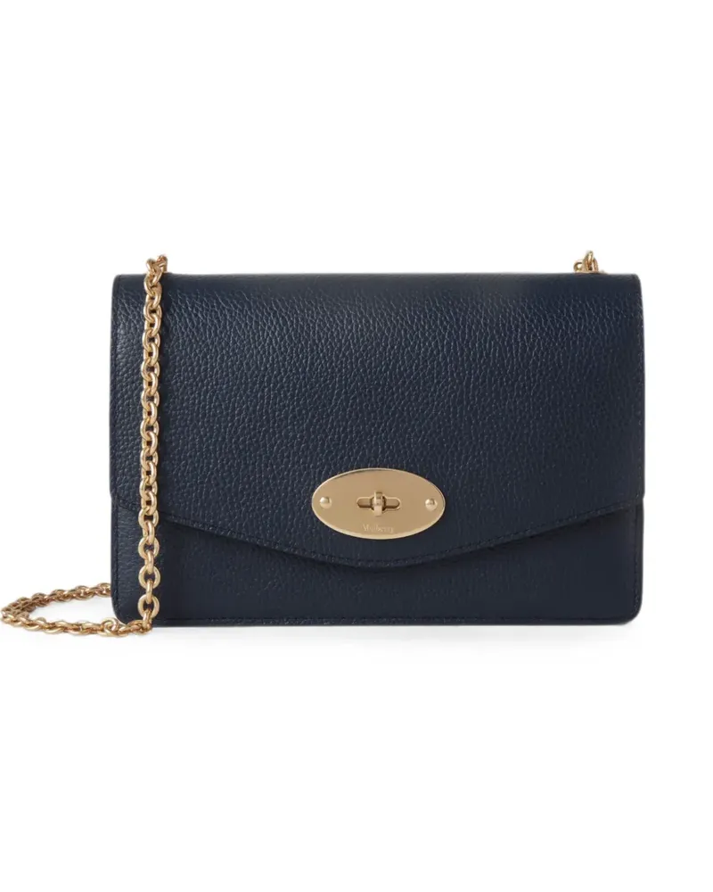 Mulberry Mini Darley Umhängetasche aus körnigem Leder - Blau Blau