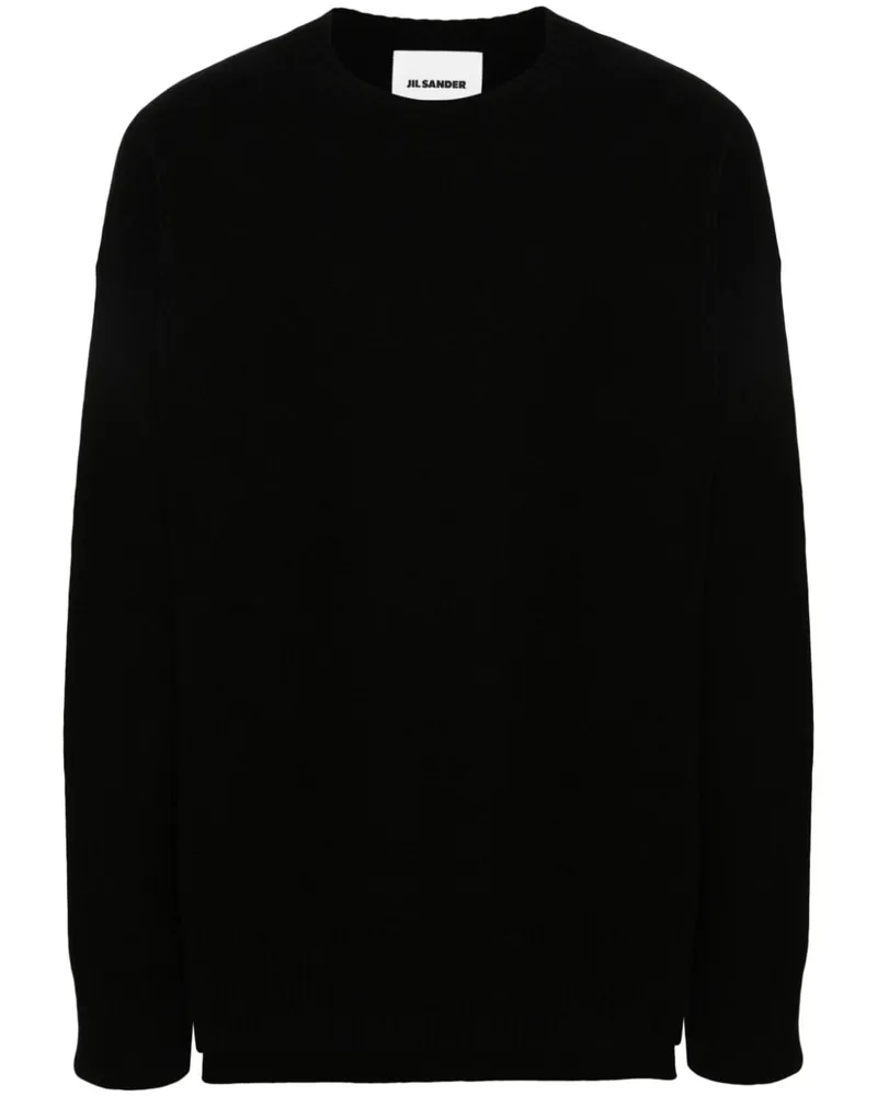 Jil Sander Wollpullover mit seitlichen Schlitzen - Schwarz Schwarz