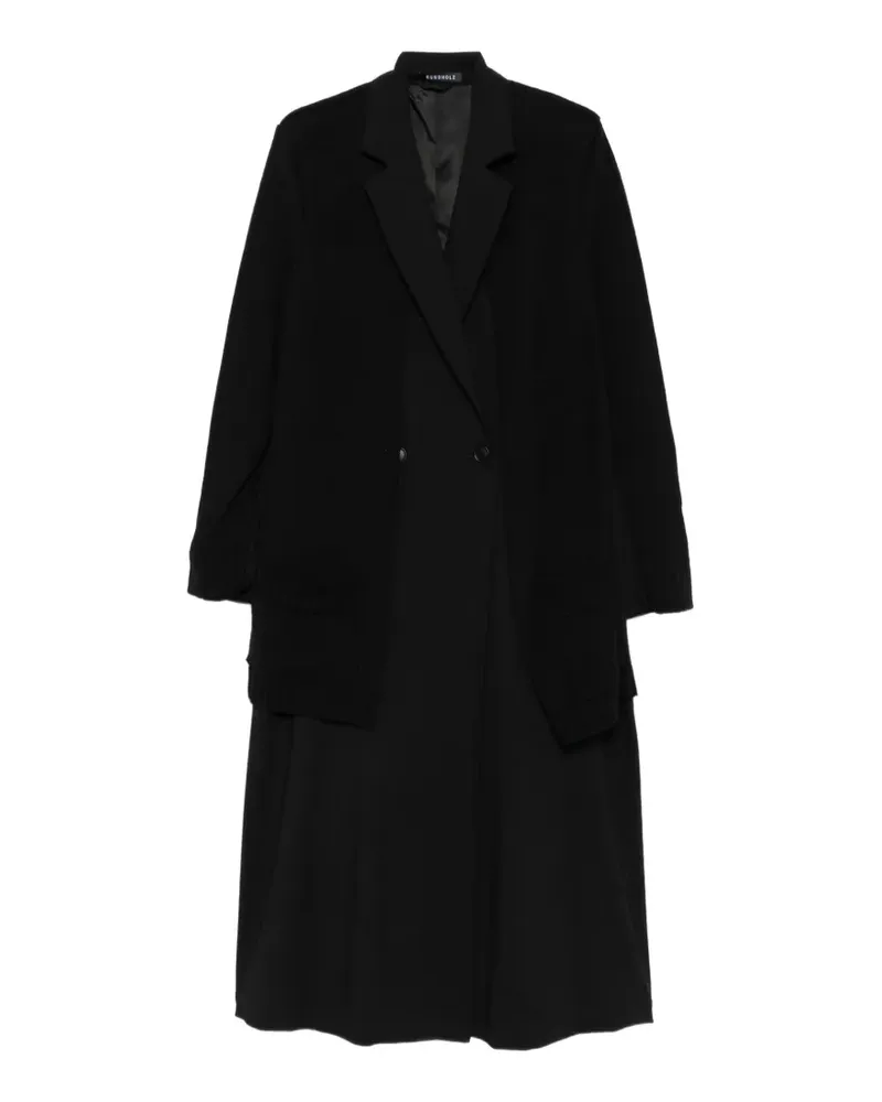 Studiorundholz Mantel im Layering-Look - Schwarz Schwarz