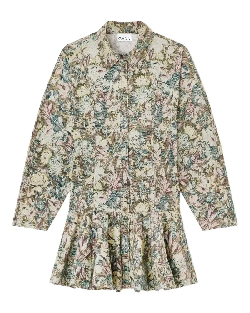 Ganni Kleid mit Blumen-Print - Nude Nude