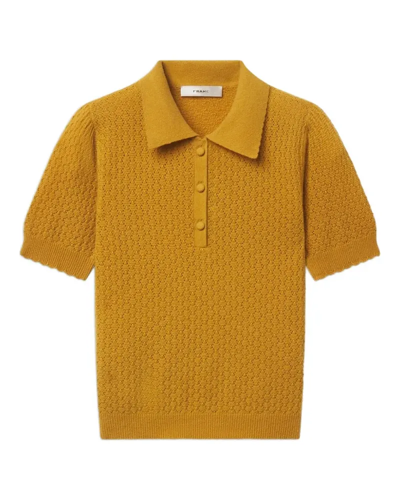Frame Denim Honeycomb Poloshirt aus Pointelle-Strick - Gelb Gelb