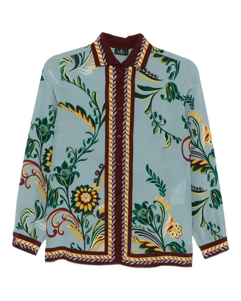 Etro Jacke mit Blumen-Print - Blau Blau