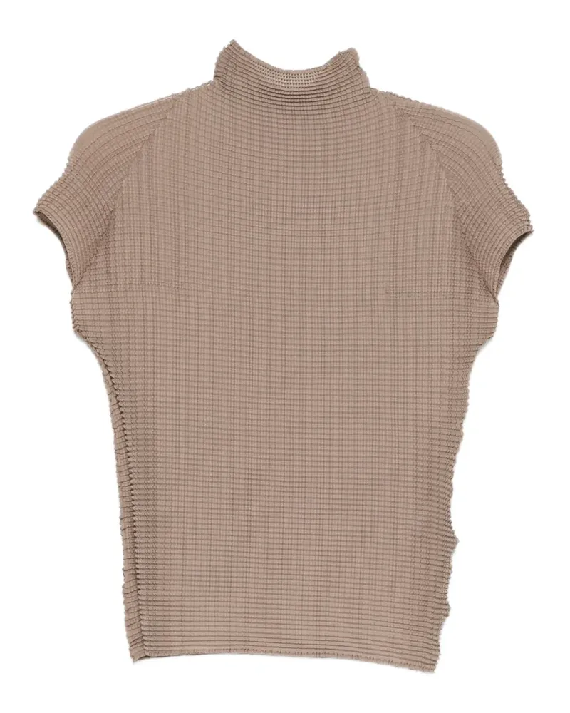 Issey Miyake Geripptes Hemd mit Stehkragen - Nude Nude