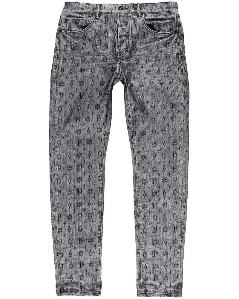 PURPLE BRAND Jeans mit Monogrammmuster - Grau Grau