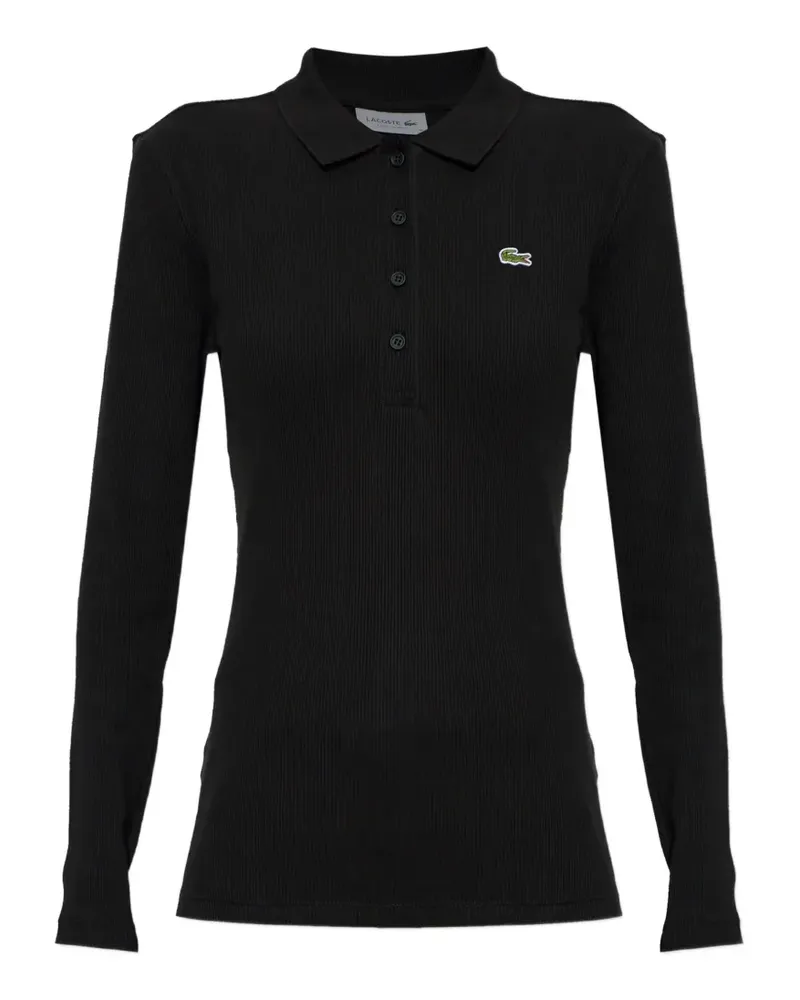 Lacoste ribbed long-sleeve polo shirt - Schwarz Schwarz