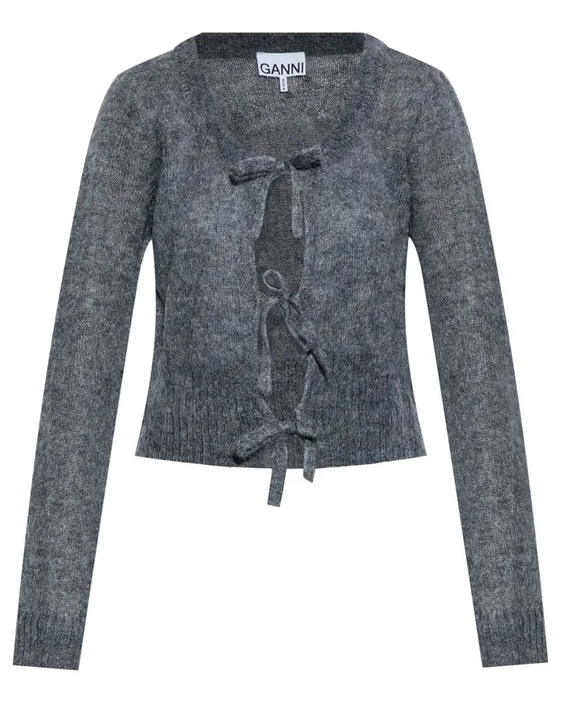 Ganni Cardigan mit Schleifenverschluss - Grau Grau