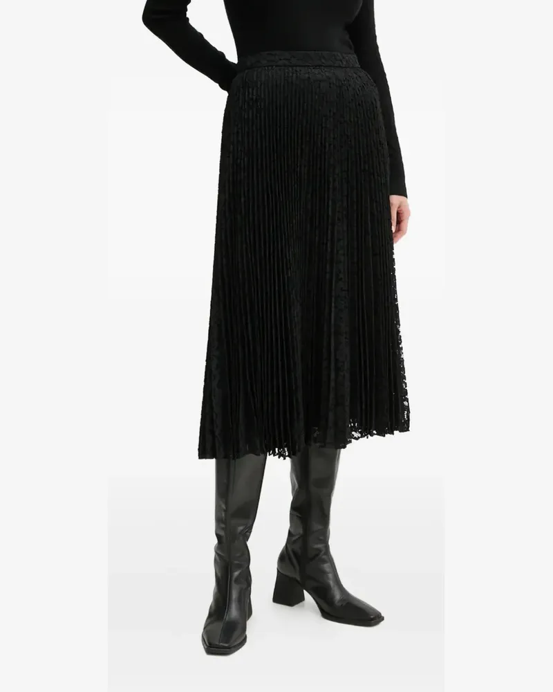 Theory Sunburst pleated lace midi skirt - Schwarz Schwarz