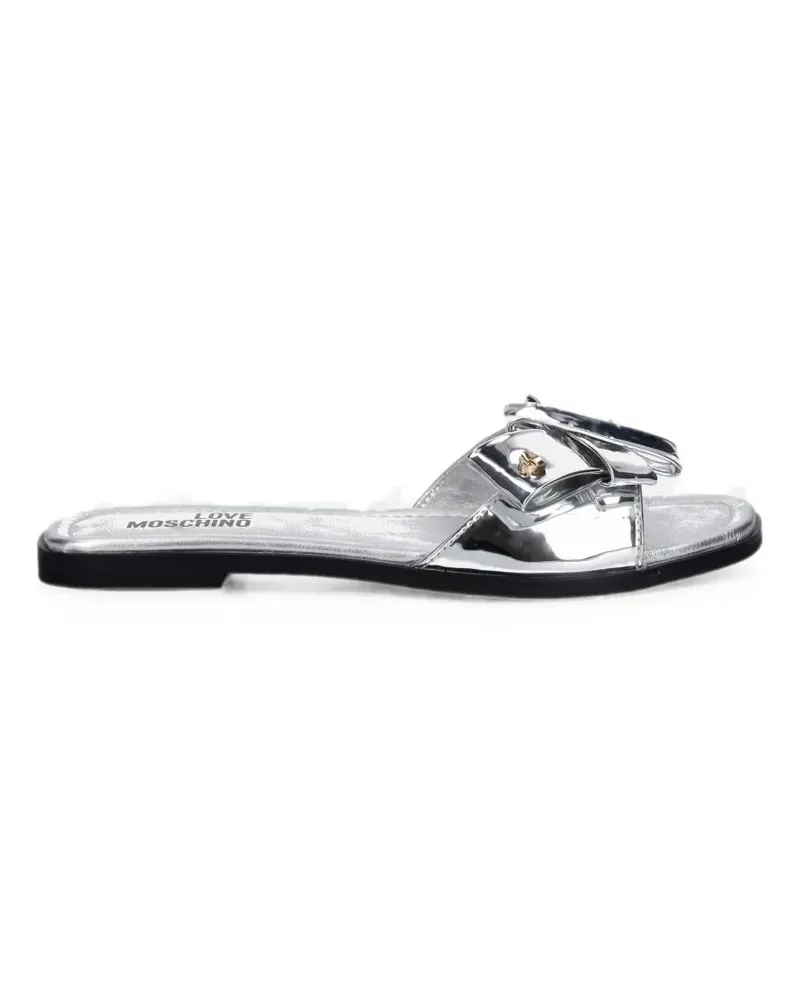 Moschino bow-detail metallic slides - Silber Silber