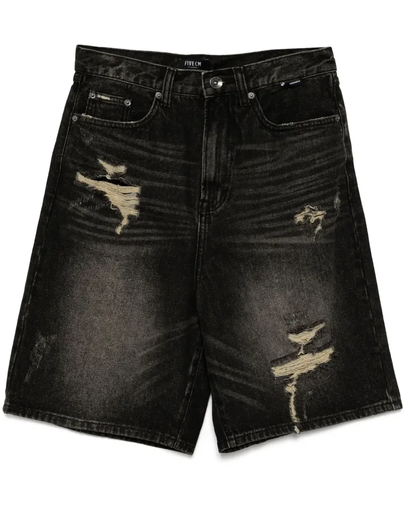 FIVE CM Jeans-Shorts im Distressed-Look - Schwarz Schwarz