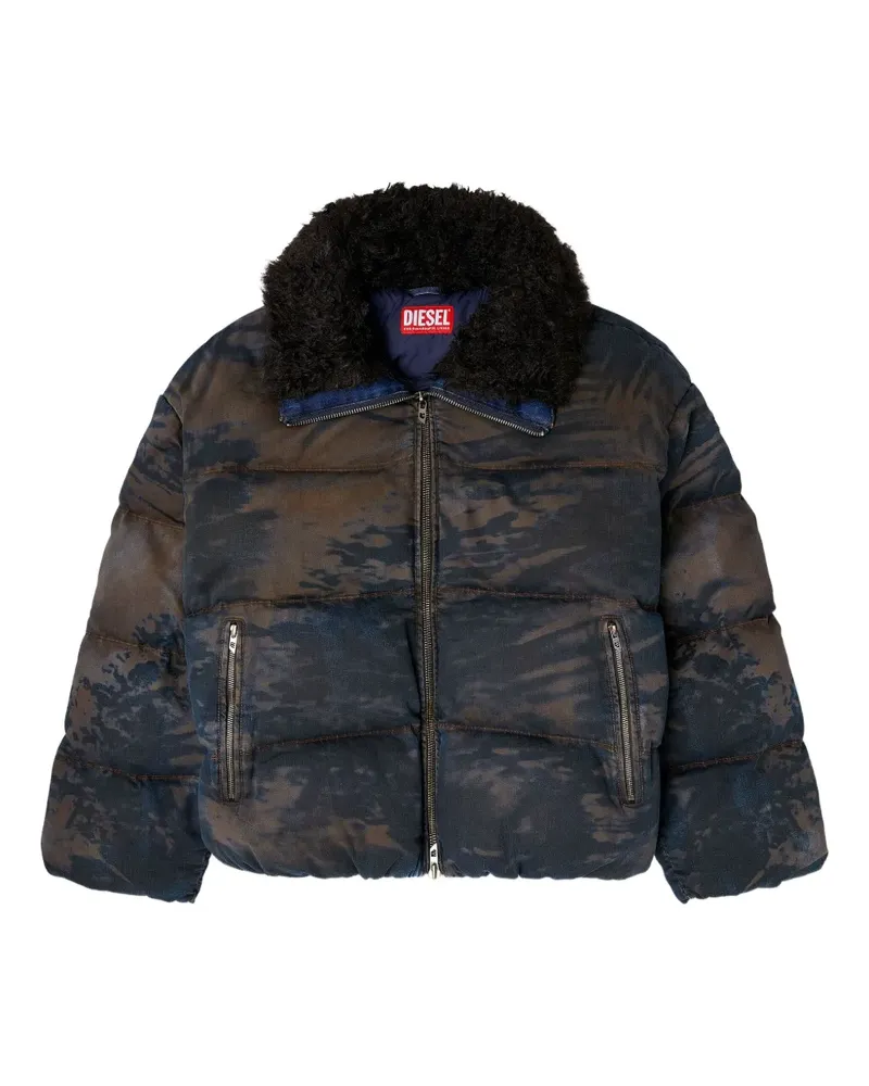 Diesel Wattierte Jacke mit gestepptem Kragen - Schwarz Schwarz