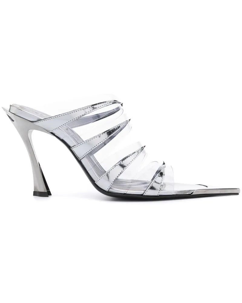 Thierry Mugler Mules mit transparenten Riemen 120mm - Silber Silber