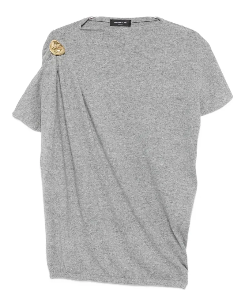 Fabiana Filippi draped pin-embellished knit top - Grau Grau